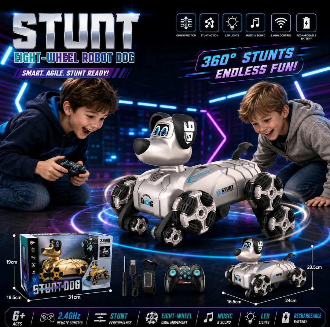 STUNT EIGHT-WHEEL ROBOT DOG – SMART, AGILE & FUN