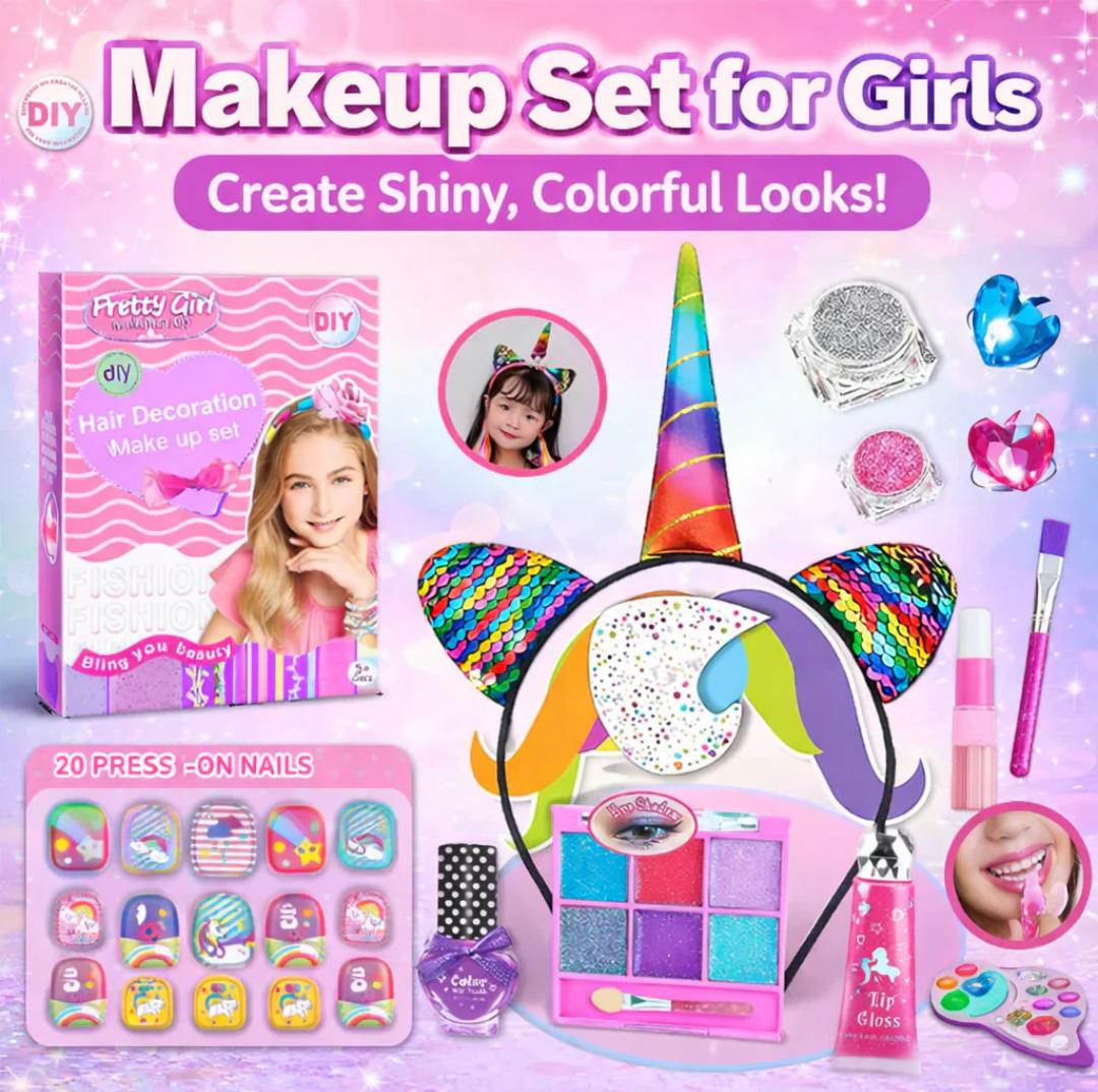 UNICORN HAIR DECORATION MAKEUP SET – GIRLS BEAUTY & DIY STYLING KIT