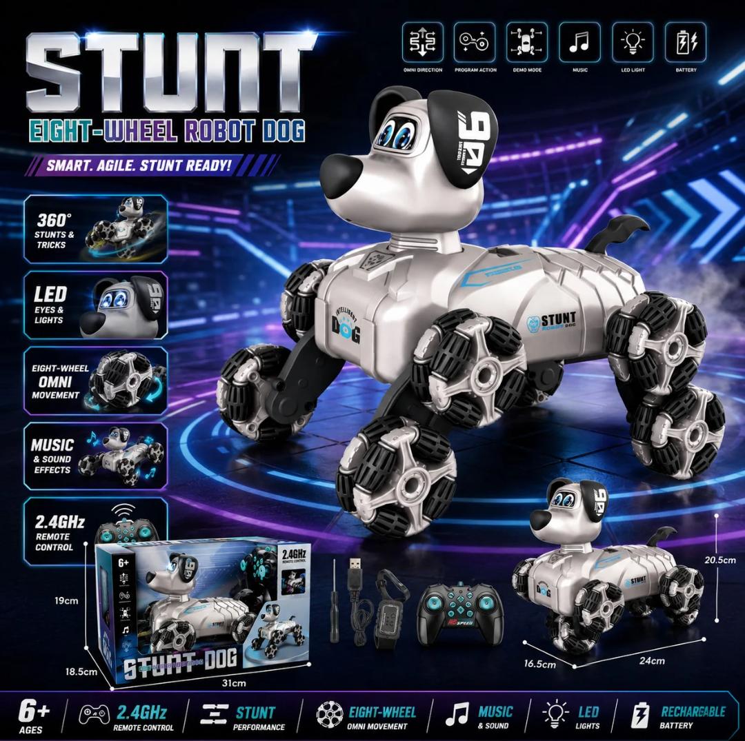 STUNT EIGHT-WHEEL ROBOT DOG – SMART, AGILE & FUN
