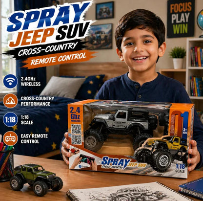 2.4 GHZ RC SPRAY JEEP SUV – OFF-ROAD REMOTE CONTROL CAR WITH MIST EFFECT