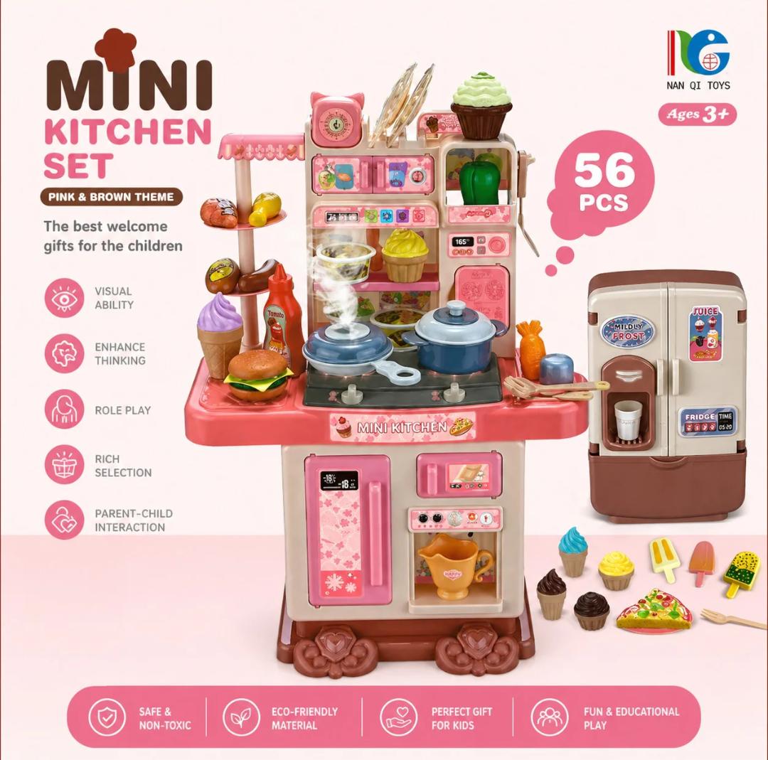MINI KITCHEN SET WITH FRIDGE BATTERY OPERATED FOR KIDS ( 56 PCS )