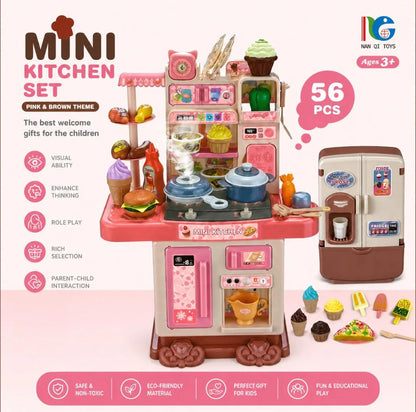 MINI KITCHEN SET WITH FRIDGE BATTERY OPERATED FOR KIDS ( 56 PCS )