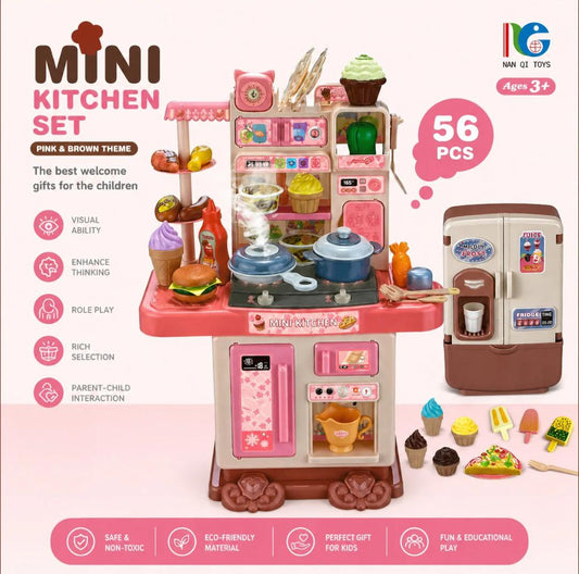 MINI KITCHEN SET WITH FRIDGE BATTERY OPERATED FOR KIDS ( 56 PCS )