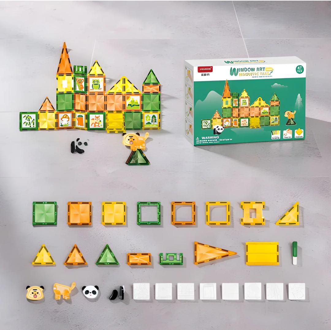 WINDOW ART MAGNETIC TILES CREATIVE BUILDING SET – 47 PCS