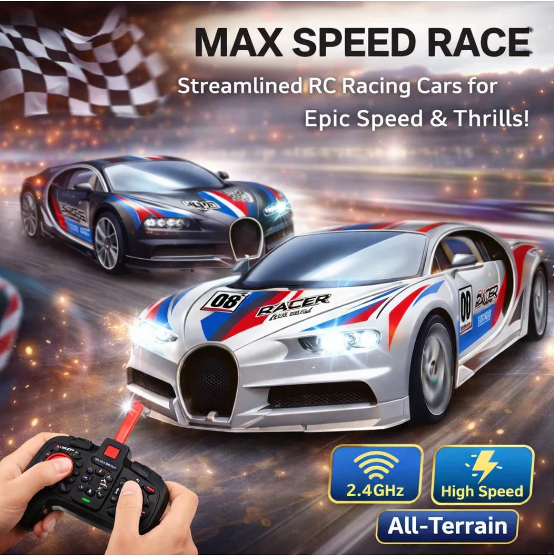 MAX SPEED RC RACING CAR WITH LED LIGHTS & FULL CONTROL – HIGH-SPEED SPORTS CAR