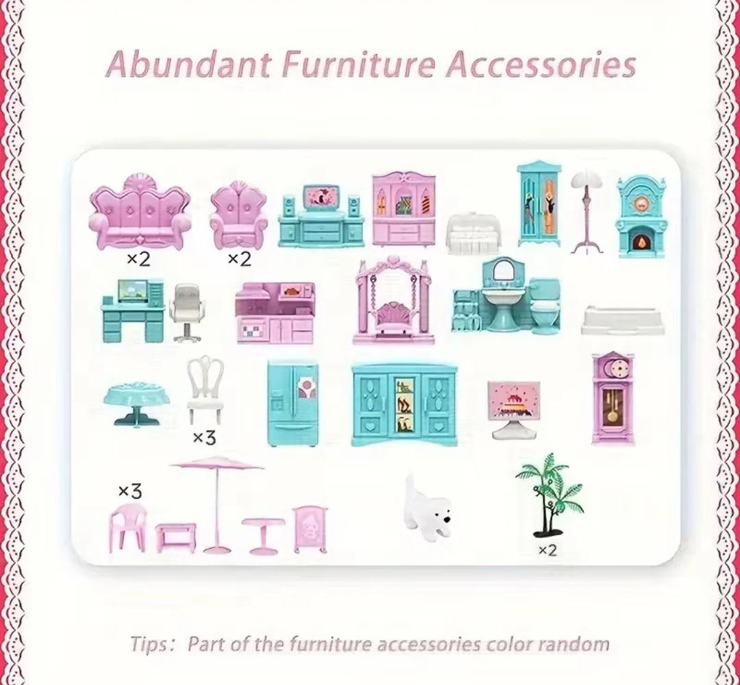 GRAND PRINCESS DOLL HOUSE MANSION – 3-STOREY PLAY HOUSE WITH FURNITURE