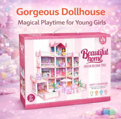 GRAND PRINCESS DOLL HOUSE MANSION – 3-STOREY PLAY HOUSE WITH FURNITURE