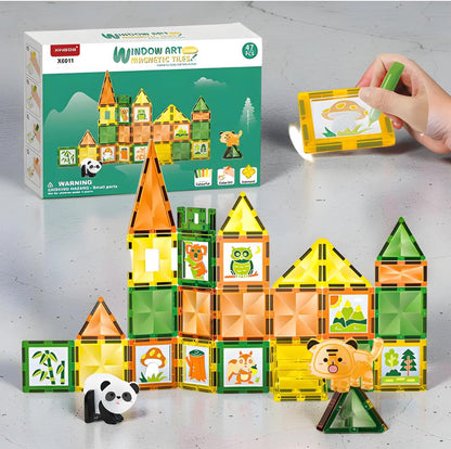 WINDOW ART MAGNETIC TILES CREATIVE BUILDING SET – 47 PCS
