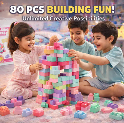 80 PCS SOFT RUBBER BUILDING BLOCKS SET – CREATIVE LEARNING BLOCKS